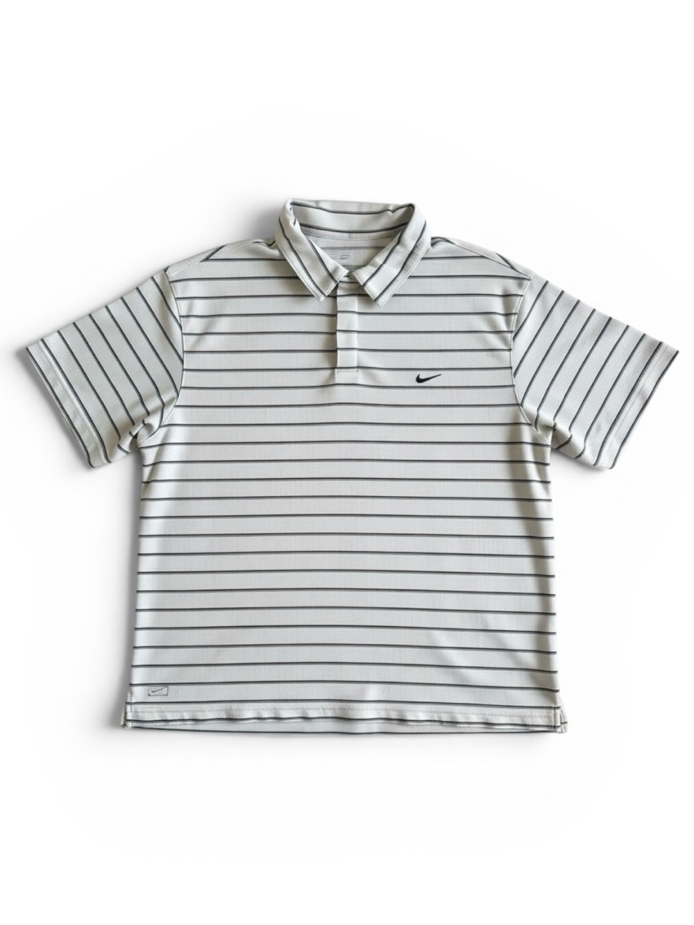 Nike Dri-FIT Striped Polo Shirt Golf Performance Preppy Resort White Black XL